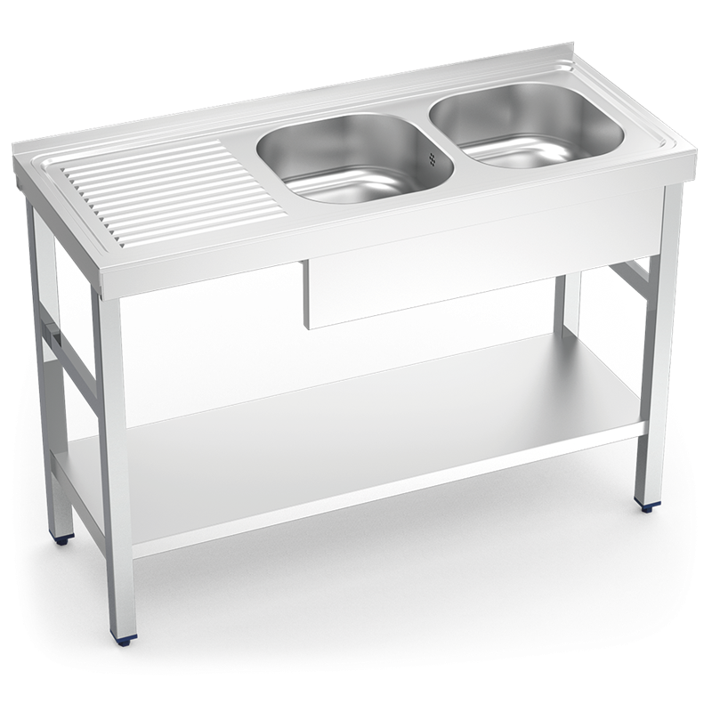 Fregadero c/soporte c/entre.2C,EI 1200x500x850 mm.