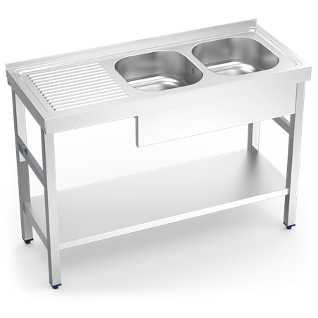 Fregadero c/soporte c/entre.2C,EI 1200x500x850 mm.