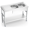 Fregadero c/soporte c/entre.2C,EI 1200x500x850 mm.