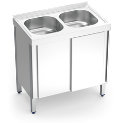 Fregadero c/ptas.correderas 2C 800x500x850 mm.