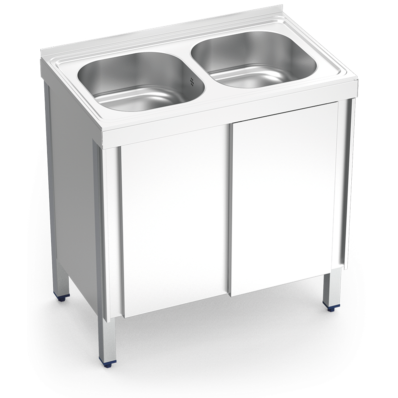 Fregadero c/ptas.correderas 2C 800x500x850 mm.