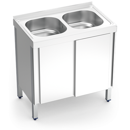 Fregadero c/ptas.correderas 2C 800x500x850 mm.