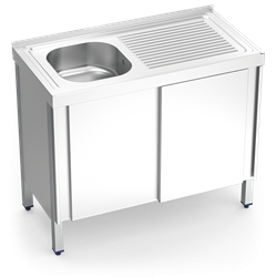 Fregadero c/ptas.correderas 1C,ED 800x500x850 mm.