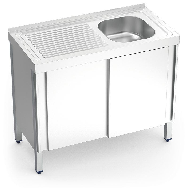 Fregadero c/ptas.correderas 1C,EI 1000x500x850 mm.