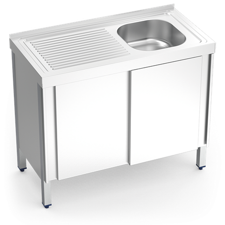 Fregadero c/ptas.correderas 1C,EI 1000x500x850 mm.