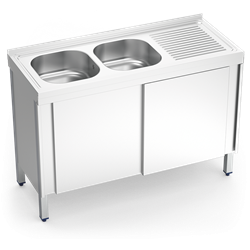 Fregadero c/ptas.correderas 2C,ED 1200x500x850 mm.