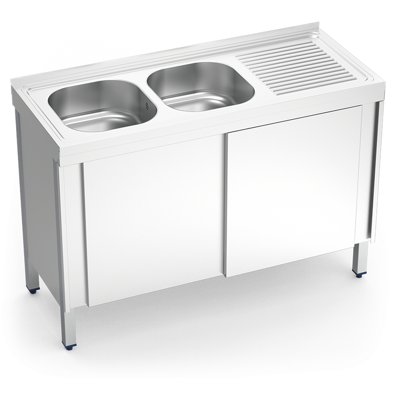 Fregadero c/ptas.correderas 2C,ED 1200x500x850 mm.