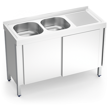 Fregadero c/ptas.correderas 2C,ED 1200x500x850 mm.