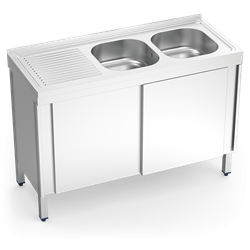 Fregadero c/ptas.correderas 2C,EI 1200x500x850 mm.