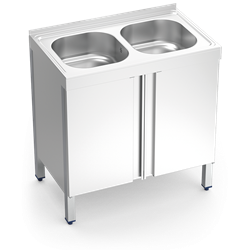 Fregadero c/ptas.abatibles 2C 800x500x850 mm.