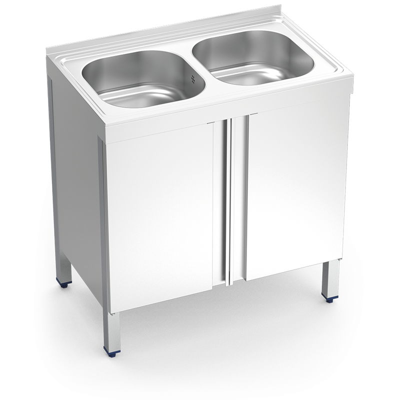 Fregadero c/ptas.abatibles 2C 800x500x850 mm.