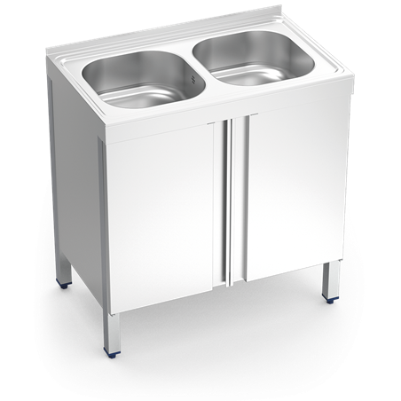 Fregadero c/ptas.abatibles 2C 800x500x850 mm.