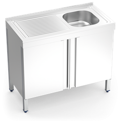 Fregadero c/ptas.abatibles 1C,EI 800x500x850 mm.