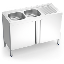 Fregadero c/ptas.abatibles 2C,ED 1200x500x850 mm.