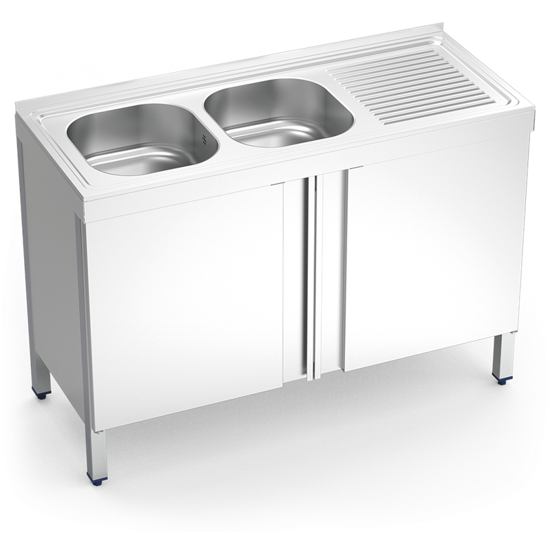 Fregadero c/ptas.abatibles 2C,ED 1200x500x850 mm.