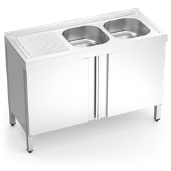 Fregadero c/ptas.abatibles 2C,EI 1200x500x850 mm.