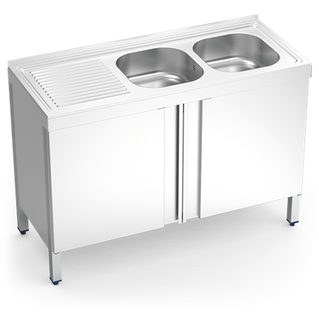 Fregadero c/ptas.abatibles 2C,EI 1200x500x850 mm.