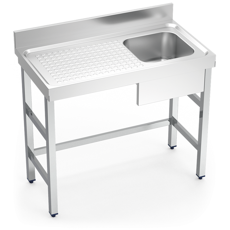 Fregadero con soporte 1C,EI 1000x550x850 mm.