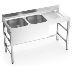 Fregadero con soporte 2C,ED 1400x550x850 mm.