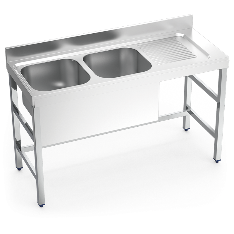 Fregadero con soporte 2C,ED 1400x550x850 mm.