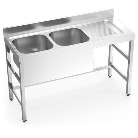 Fregadero con soporte 2C,ED 1400x550x850 mm.