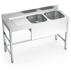 Fregadero con soporte 2C,EI 1400x550x850 mm.