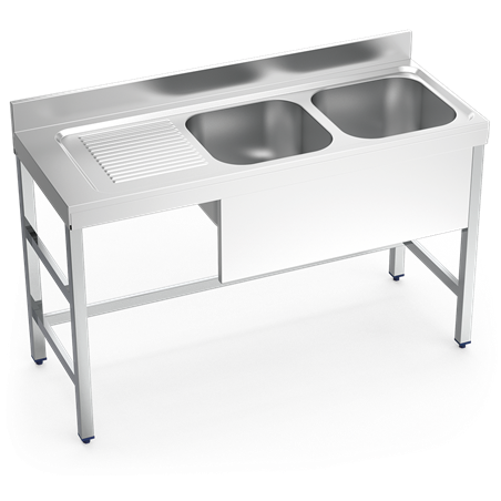 Fregadero con soporte 2C,EI 1400x550x850 mm.