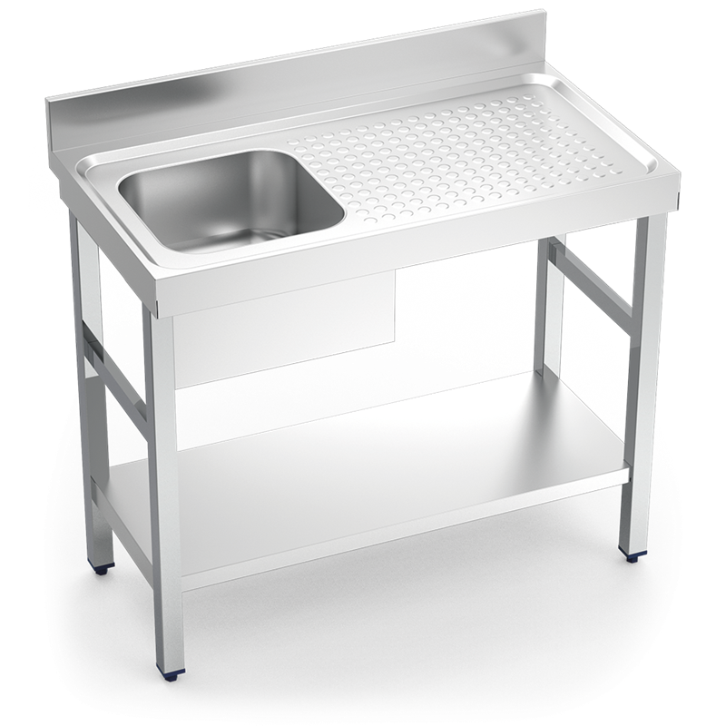 Fregadero c/soporte c/entre.1C,ED 1000x550x850 mm.