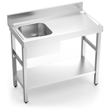 Fregadero c/soporte c/entre.1C,ED 1000x550x850 mm.