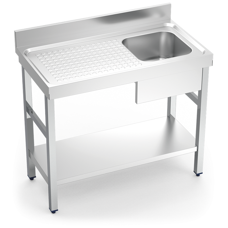 Fregadero c/soporte c/entre.1C,EI 1000x550x850 mm.