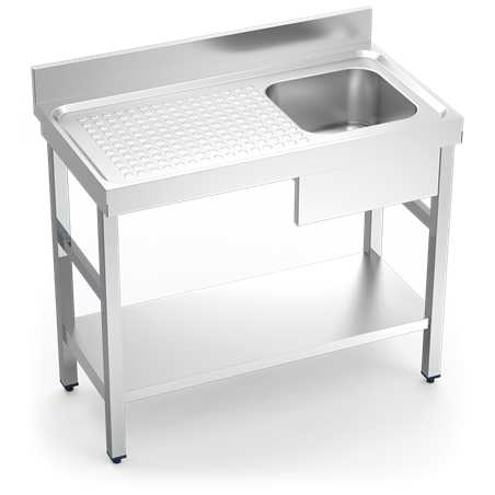 Fregadero c/soporte c/entre.1C,EI 1000x550x850 mm.