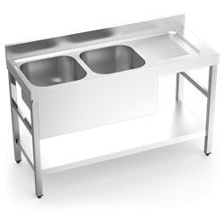 Fregadero c/soporte c/entre.2C,ED 1400x550x850 mm.