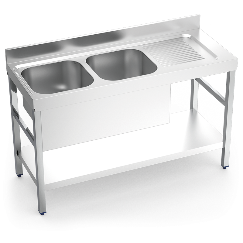Fregadero c/soporte c/entre.2C,ED 1400x550x850 mm.