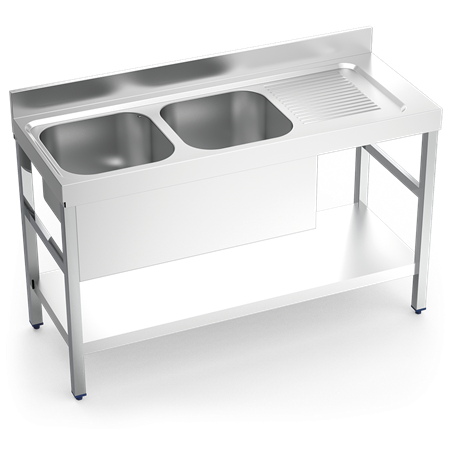 Fregadero c/soporte c/entre.2C,ED 1400x550x850 mm.