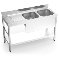 Fregadero c/soporte c/entre.2C,EI 1400x550x850 mm.