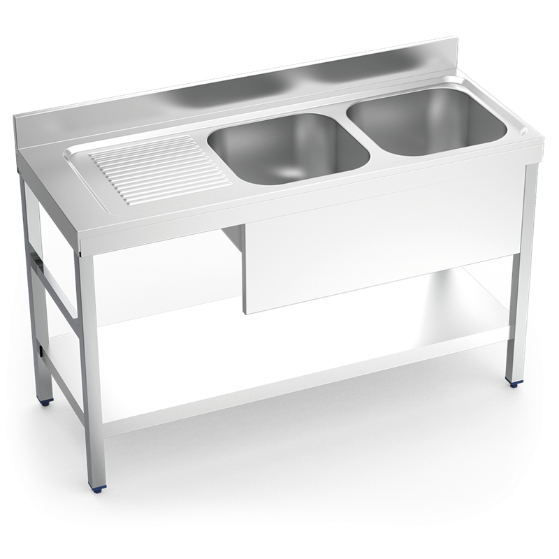 Fregadero c/soporte c/entre.2C,EI 1400x550x850 mm.