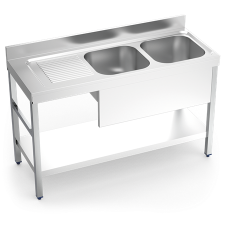 Fregadero c/soporte c/entre.2C,EI 1400x550x850 mm.