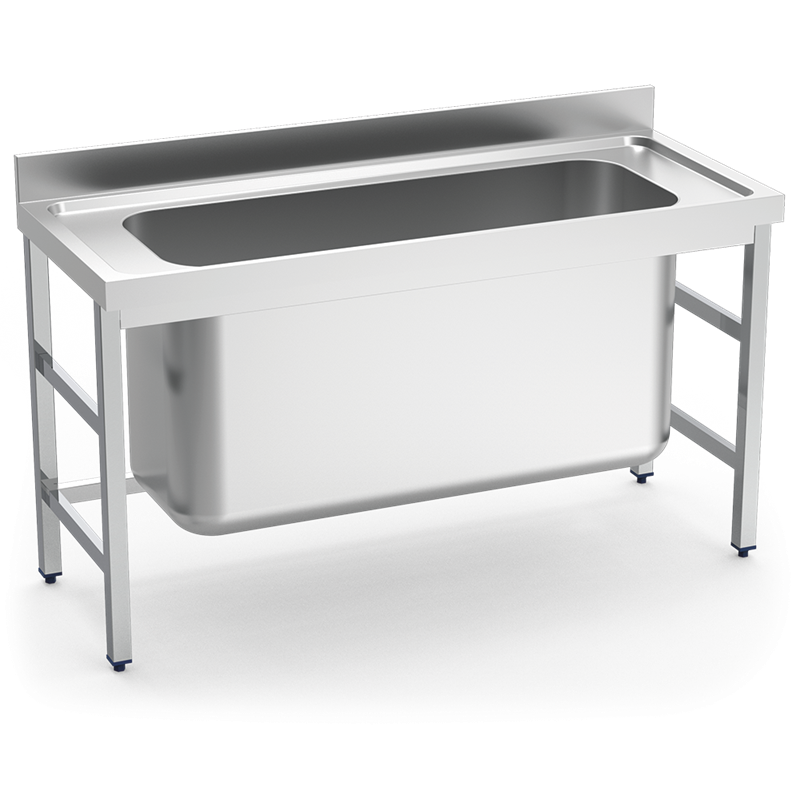 Fregadero gran capacidad 1 cubeta 1500x600x850 mm.