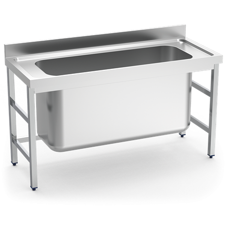 Fregadero gran capacidad 1 cubeta 1500x700x850 mm.