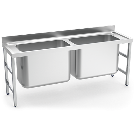 Fregadero gran capacidad 2 cubetas 2000x600x850 mm