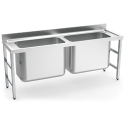 Fregadero gran capacidad 2 cubetas 2000x700x850 mm.