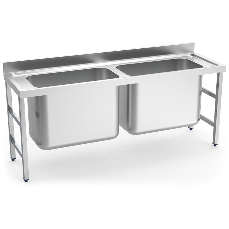 Fregadero gran capacidad 2 cubetas 2000x700x850 mm.