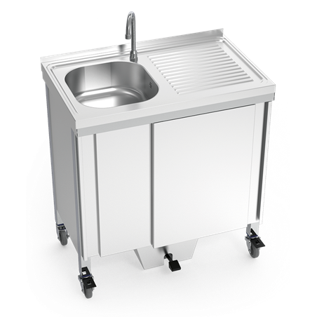 Fregadero autónomo con una cubeta y escurridor derecha 800x500x850 mm