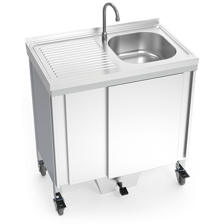 Fregadero autónomo con una cubeta y escurridor izquierda 800x500x850 mm