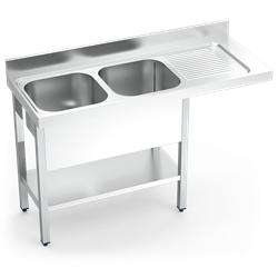 Fregadero inox para lavaplatos con 2 cub betas y escurridor derecha