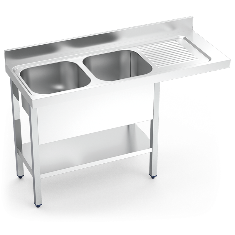 Fregadero inox para lavaplatos con 2 cub betas y escurridor derecha
