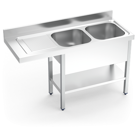 Fregadero para lavavajillas 2C,EI 1600x600x890 mm.