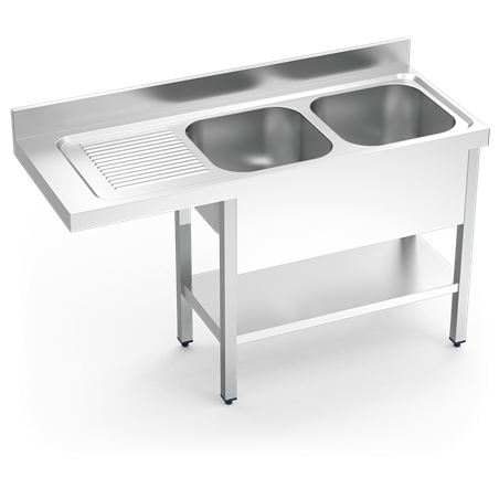 Fregadero para lavavajillas 2C,EI 1600x700x890 mm.