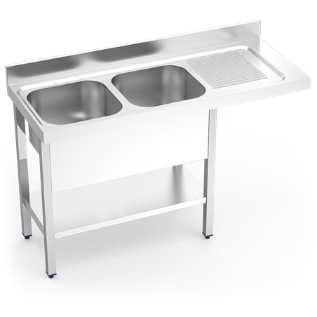 Fregadero para lavavasos 2C,ED 1400x550x850 mm.