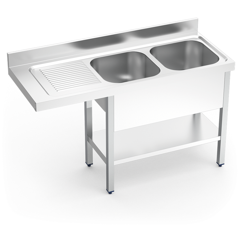 Fregadero para lavavasos 2C,EI 1400x550x850 mm.
